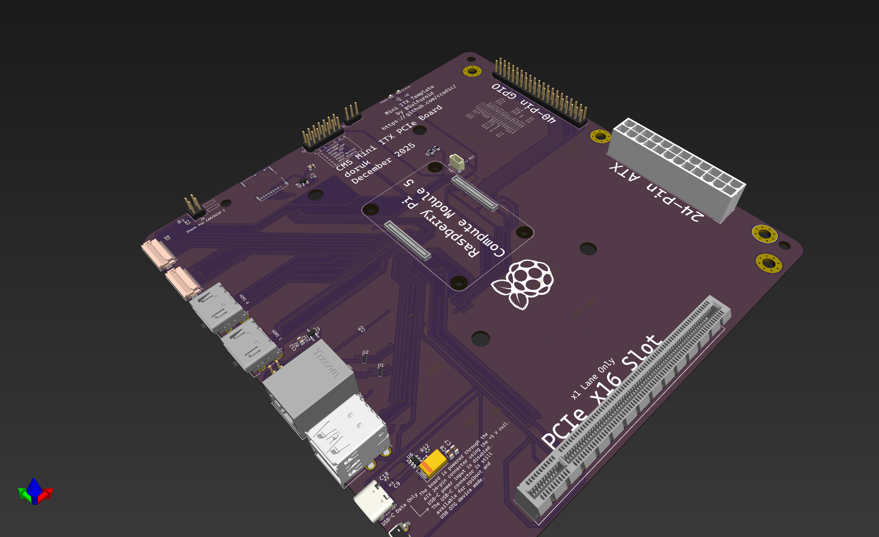 Compute Module 5 PCIe x16 MiniITX